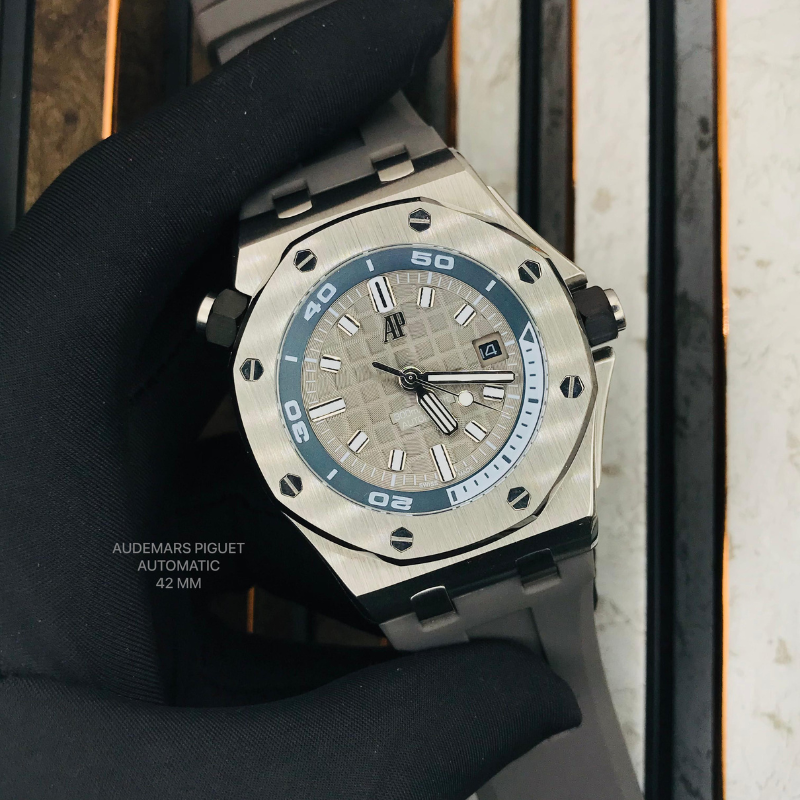 Audemars Piguet Royal Oak 42MM Silver Rubber Strap