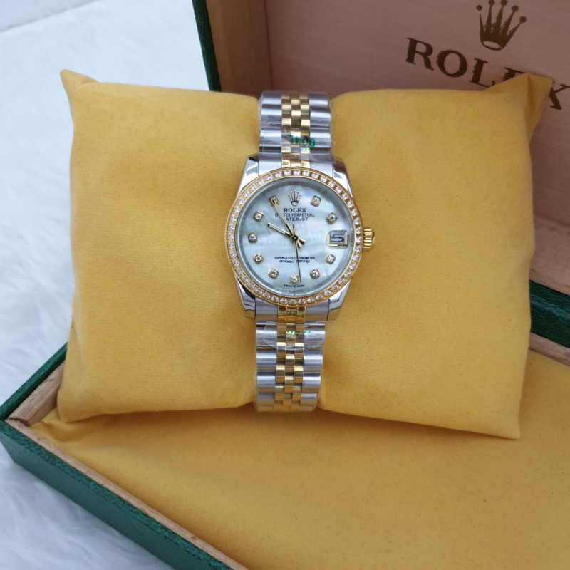 Master Copy Rolex Golden and White Chain